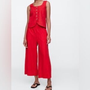 Gap Relaxed Linen-Blend Pull-On Crop Pants Sz. XL